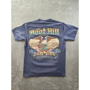 Vintage Boot Hill Saloon T-Shirt Mens M Fit S Blue 1996 Daytona Beach Bike Week